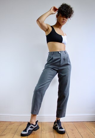 VINTAGE 80S HIGH WAISTED CROPPED TROUSERS