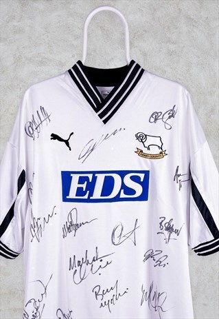 Derby County 1999-2000 Football Shirt Home Shirt Signed XL