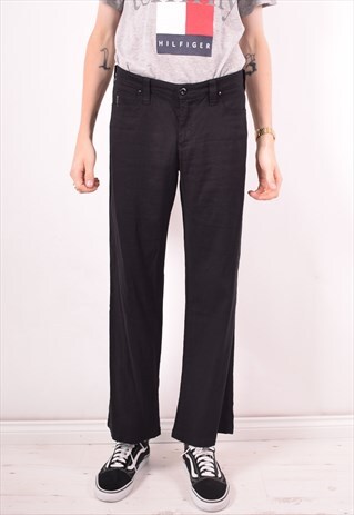 ARMANI JEANS MENS VINTAGE TROUSERS W32 L30 BLACK 90S