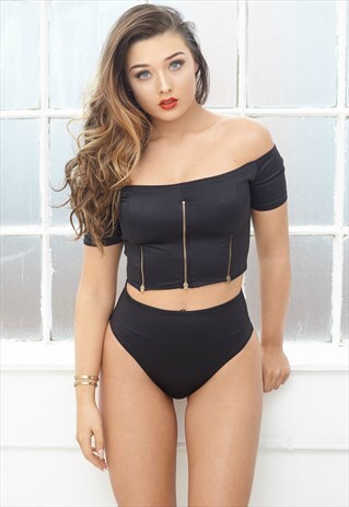 VERO 2 PIECE HIGHWAIST BARDOT BIKINI SET