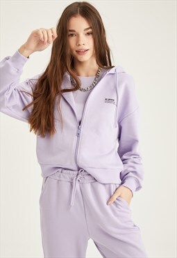 Woman Printed Sweat Cardigan - Lilac