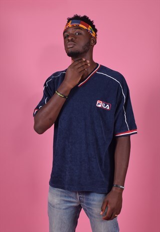 NAVY FILA TOWELLING TEE