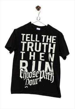 Vintage Gildan T-Shirt Tell the Truth Run Print Black