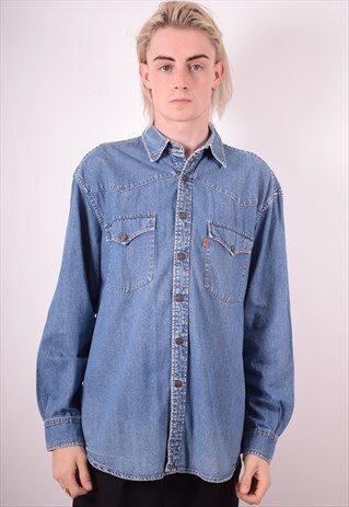 LEVI'S MENS VINTAGE DENIM SHIRT LARGE BLUE 90S