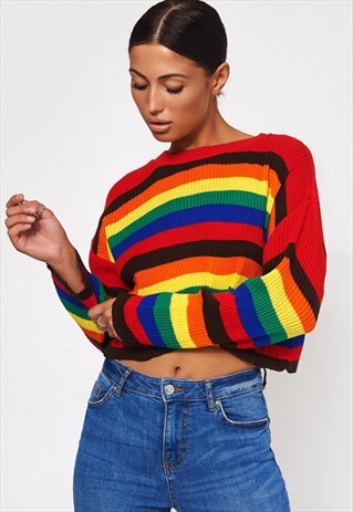 MULTICOLOURED RAINBOW STRIPE JUMPER