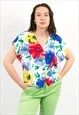 VINTAGE 80'S BLOUSE IN RAINBOW FLORAL PATTERN TOP