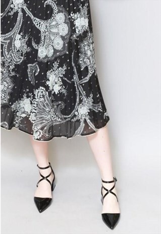 VINTAGE 1970'S PEGGY LANE PAISLEY MONOCHROME MIDI DRESS