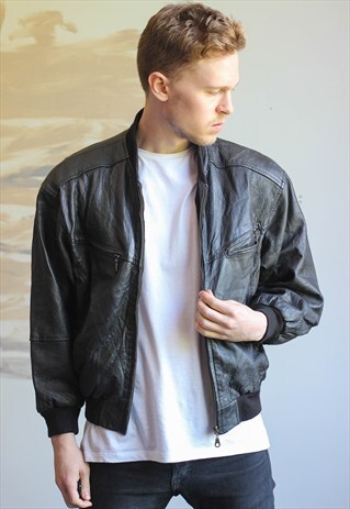 VINTAGE LEATHER BOMBER JACKET