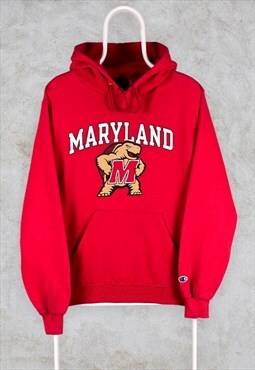 Vintage Red Champion Hoodie Maryland Terrapins University S