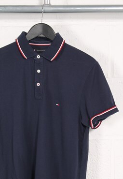 Vintage Tommy Hilfiger Polo Shirt in Navy Short Sleeve Tee L