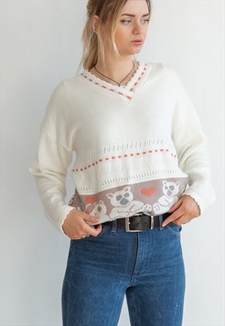 VINTAGE 90S FUNKY BEAR JUMPER