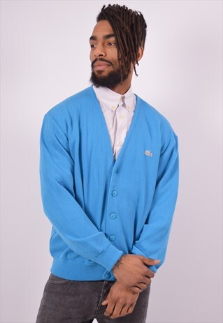 VINTAGE LACOSTE CARDIGAN SWEATER BLUE