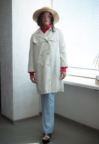 VINTAGE 80'S BEIGE DOUBLE BREASTED COAT