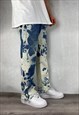 BLUE LEVI'S 505 BLEACHED JEANS FLARED ANKLES (36 X 29)