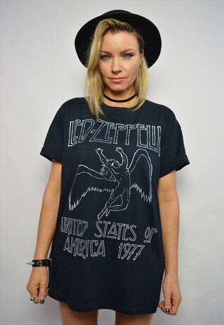 VINTAGE 90S LED ZEPPELIN OVERSIZED BLACK ROCK T-SHIRT TEE