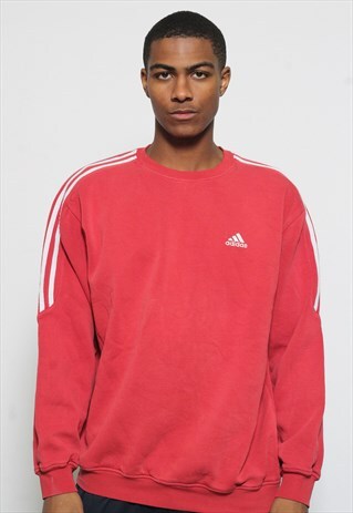 VINTAGE ADIDAS CREW NECK LOGO SWEATSHIRT RED