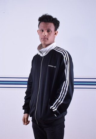 BLACK AND WHITE ADIDAS TREFOIL TRACK JACKET