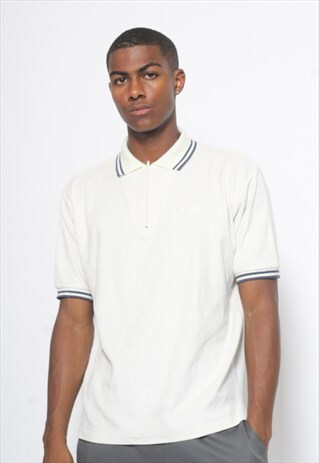 VINTAGE ASICS ZIP VELOUR POLO SHIRT
