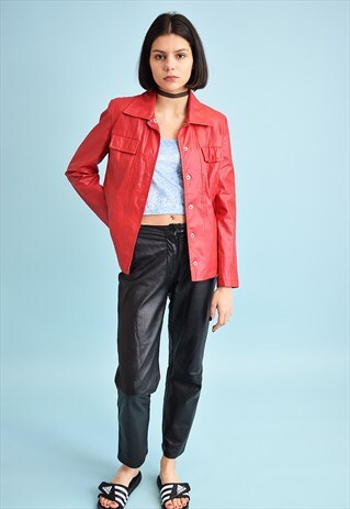 90'S RETRO FAUX LEATHER SCANDI JACKET