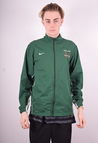 NIKE MENS VINTAGE TRACKSUIT TOP JACKET MEDIUM GREEN 90'S