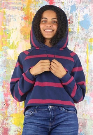STRIPED HOODIE IN BLUE AND MAROON