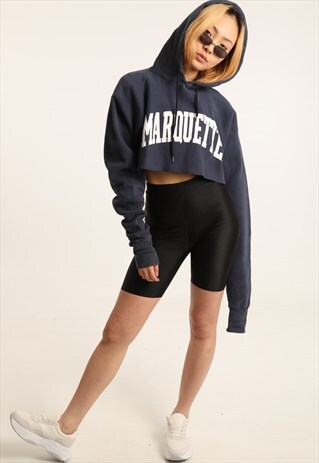 VINTAGE THE COTTON EXCHANGE PRINTED CROPPED HOODIE