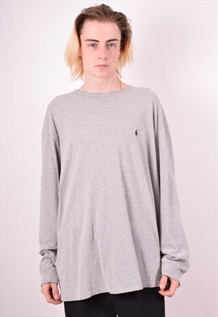 POLO RALPH LAUREN MENS VINTAGE TOP LONG SLEEVE XXL GREY 90S