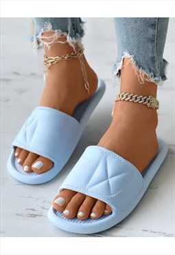 Eva Non Slip One Strap Soft Slippers (Light Blue)
