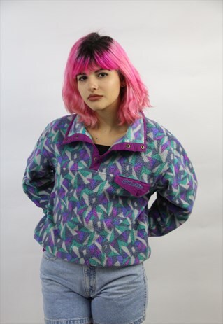 VINTAGE LOTTO 90'S PATTERNED FLEECE JUMPER