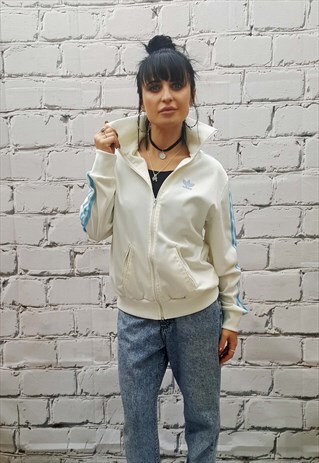 ADIDAS 90'S WHITE TRACKSUIT JACKET/TOP/SPORTSWEAR