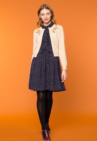 CREAM HUMMINGBIRD EMBROIDERED CARDIGAN