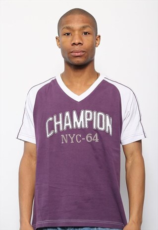 VINTAGE CHAMPION LOGO T-SHIRT PURPLE