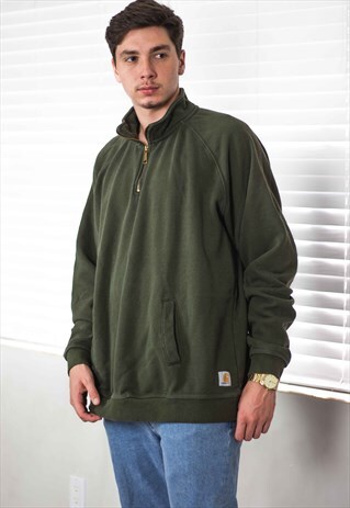 VINTAGE CARHARTT 1/4 ZIP JUMPER LOGO 90S XXL 26.2