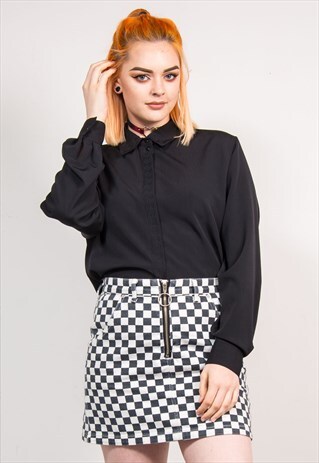 90'S VINTAGE BLACK EMBROIDERED SHIRT