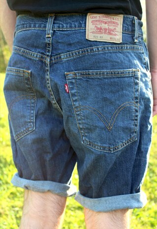 VINTAGE LEVI'S DENIM CUT OFF SHORTS - 33 WAIST - FESTIVAL