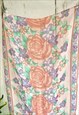 VINTAGE PINK & PURPLE ROSE FLORAL 70'S SCARF
