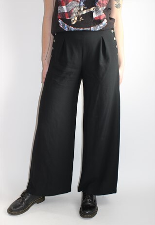 VINTAGE HIGH WAISTED WIDE-LEG TROUSER PANTS
