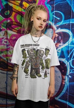 Zombie print t-shirt horror cartoon tee Frankenstein top 