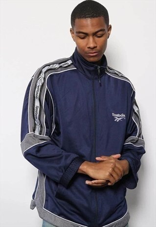 VINTAGE REEBOK LOGO TRACK JACKET NAVY BLUE