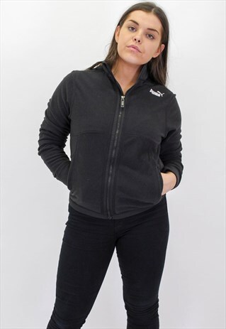 VINTAGE PUMA FLEECE JACKET IN BLACK