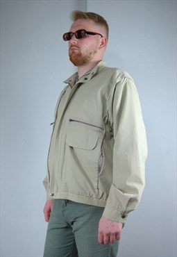 Vintage y2k C&A bomber short varsity jacket in light cream