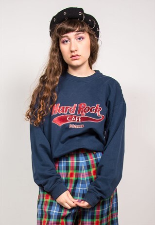 VINTAGE 90'S HARD ROCK CAFE NAVY BLUE SWEATSHIRT
