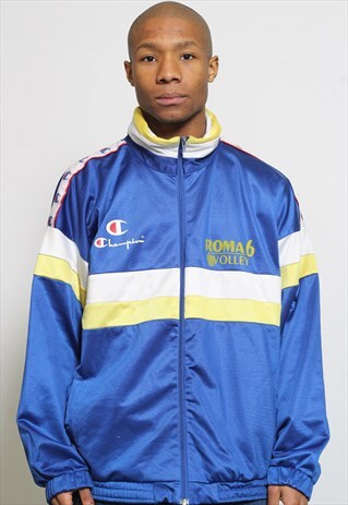 VINTAGE CHAMPION LOGO TRACK JACKET BLUE