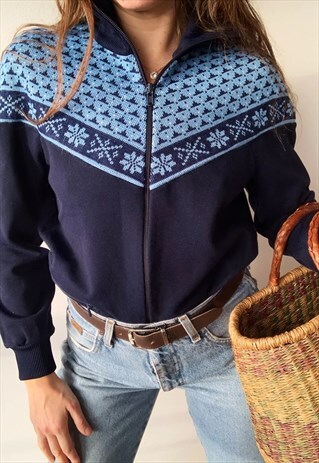 VINTAGE 70S FAIR ISLE CHRISTMAS JUMPER SWEATSHIRT SKI JACKET
