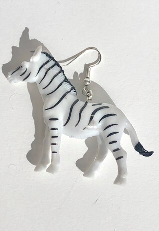 HANDMADE FUNKY UNISEX ZEBRA ANIMAL WEIRD FESTIVAL EARRINGS