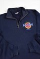 VINTAGE 90S HARD ROCK CAFE EMBROIDERED 1/4 ZIP SWEATSHIRT