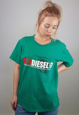 VINTAGE 90'S PUFF PRINT FRONT LOGO GREEN T-SHIRT