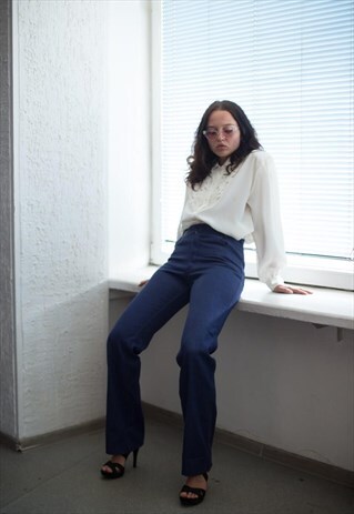 VINTAGE 80'S NAVY STRAIGHT HIGH WAISTED JEANS