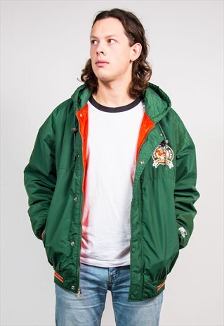 90'S VINTAGE UNIVERSITY OF MIAMI HURRICANES PADDED JACKET