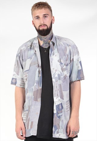 VINTAGE ABSTRACT PRINT 90S SHIRT